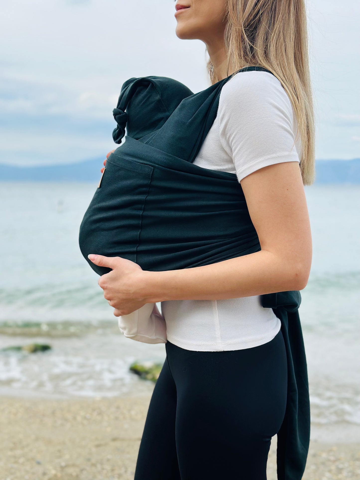 Pamuklu Esnek Wrap Sling, Cepli Anakucağı - Premium Birinci Sınıf - BabyWearing Kanguru
