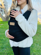 Siyah Kubbe Baby Premium Ergonomik Cepli Bebek Taşıma Şalı, Anakucağı Sling — Şapka ve Taşıma Torbası Hediyeli