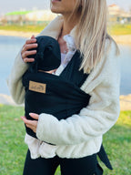 Siyah Kubbe Baby Premium Ergonomik Cepli Bebek Taşıma Şalı, Anakucağı Sling — Şapka ve Taşıma Torbası Hediyeli