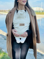 Krem Kubbe Baby Premium Ergonomik Cepli Bebek Taşıma Şalı, Anakucağı Sling — Şapka ve Taşıma Torbası Hediyeli