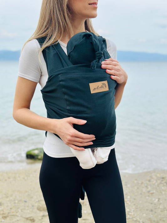 Pamuklu Esnek Wrap Sling, Cepli Anakucağı - Premium Birinci Sınıf - BabyWearing Kanguru