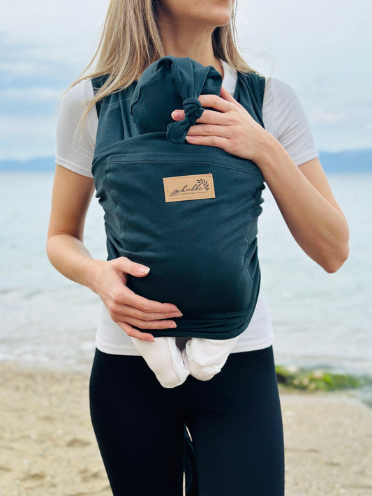 Pamuklu Esnek Wrap Sling, Cepli Anakucağı - Premium Birinci Sınıf - BabyWearing Kanguru
