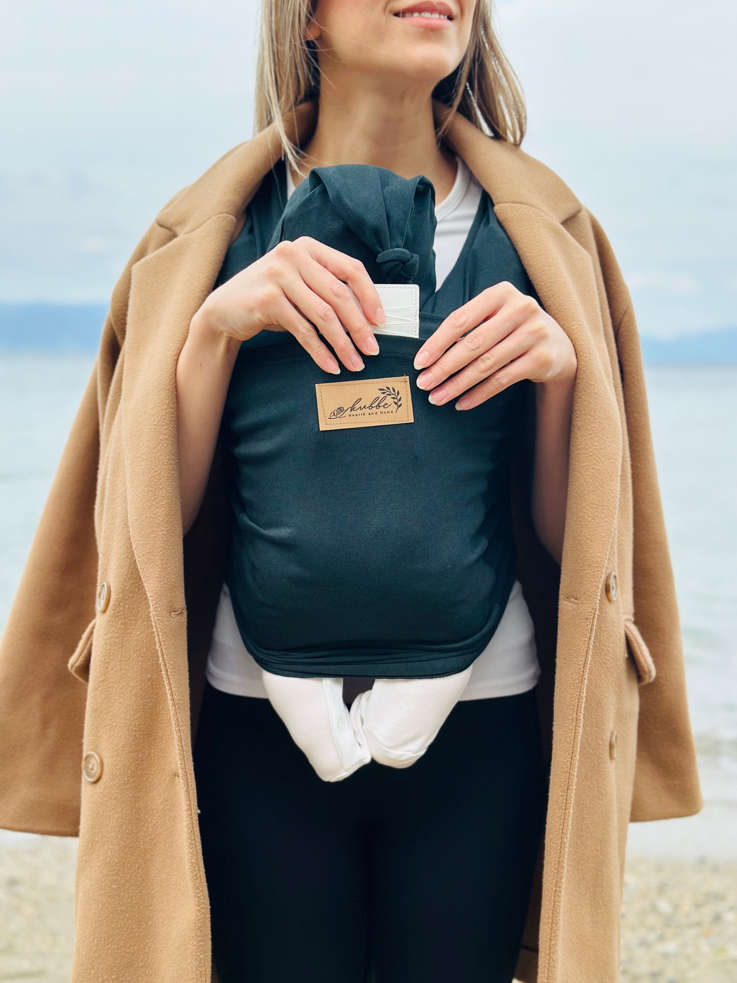 Pamuklu Esnek Wrap Sling, Cepli Anakucağı - Premium Birinci Sınıf - BabyWearing Kanguru