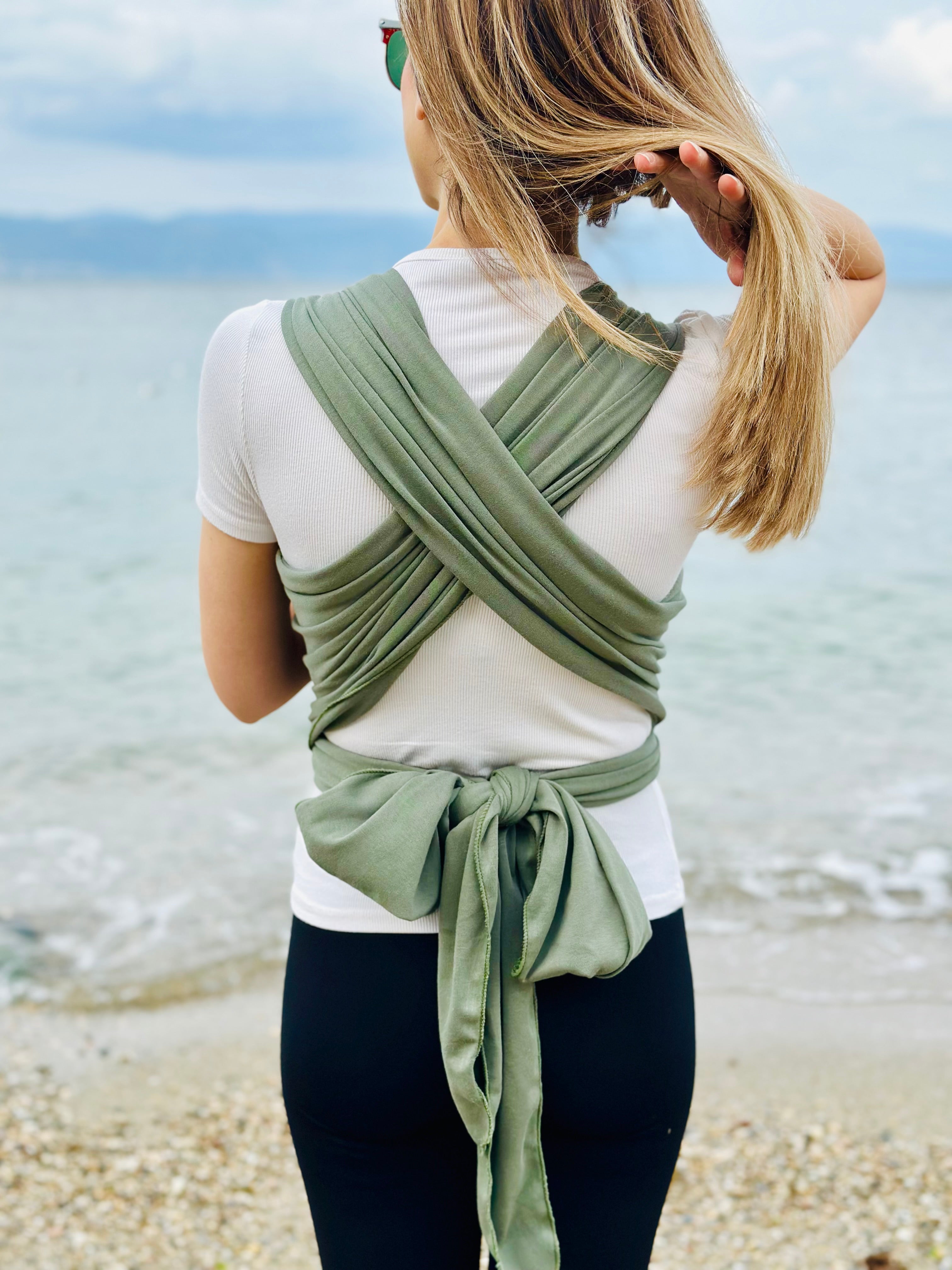 Yeşil Kubbe Baby Premium Ergonomik Cepli Bebek Taşıma Şalı, Anakucağı Sling — Şapka ve Taşıma Torbası Hediyeli