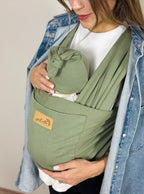 Yeşil Kubbe Baby Premium Ergonomik Cepli Bebek Taşıma Şalı, Anakucağı Sling — Şapka ve Taşıma Torbası Hediyeli