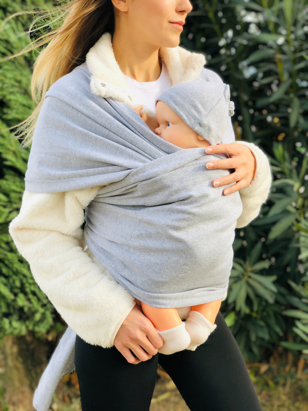 Gri Kubbe Baby Premium Ergonomik Cepli Bebek Taşıma Şalı, Anakucağı Sling — Şapka ve Taşıma Torbası Hediyeli