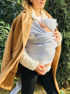 Gri Kubbe Baby Premium Ergonomik Cepli Bebek Taşıma Şalı, Anakucağı Sling — Şapka ve Taşıma Torbası Hediyeli