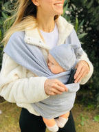 Gri Kubbe Baby Premium Ergonomik Cepli Bebek Taşıma Şalı, Anakucağı Sling — Şapka ve Taşıma Torbası Hediyeli