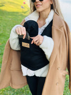 Siyah Kubbe Baby Premium Ergonomik Cepli Bebek Taşıma Şalı, Anakucağı Sling — Şapka ve Taşıma Torbası Hediyeli