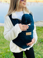 Lacivert Kubbe Baby Premium Ergonomik Cepli Bebek Taşıma Şalı, Anakucağı Sling — Şapka ve Taşıma Torbası Hediyeli